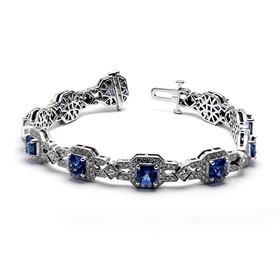 Picture of Blue sapphire bracelet with princess cut stones