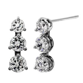 Picture of Three stone dangle earrings with the stud