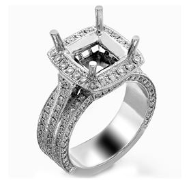 Picture of Three row halo emerald cut center