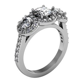 Picture of Three stone halo shared prong set
