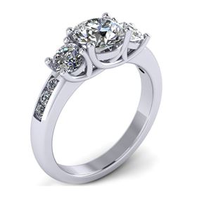 Picture of Trellis three stone ring channel set round stones